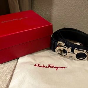 Authentic Salvatore Ferragamo men’s black pebbled leather belt. Brand new.